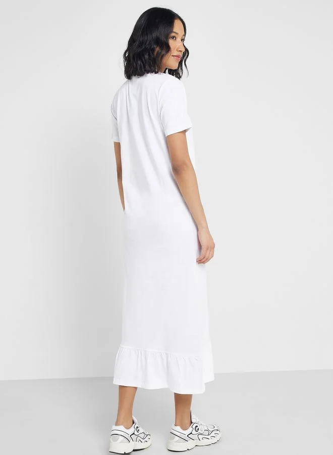 Ginger Basics Midi T-shirt Dress with Frill Hem