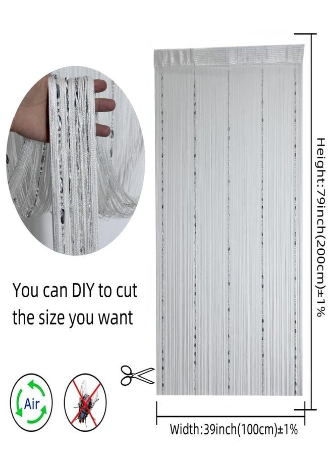 ave split 100cmX200cm Decorative Door String Curtain Beads Wall Panel Fringe Window Room Divider Blind for Wedding Coffee House Restaurant Parts Door Divider Beads Tassel Screen Decoration (white25) - Image 2