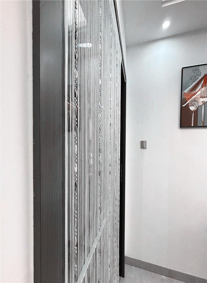 ave split 100cmX200cm Decorative Door String Curtain Beads Wall Panel Fringe Window Room Divider Blind for Wedding Coffee House Restaurant Parts Door Divider Beads Tassel Screen Decoration (white25) - Image 3