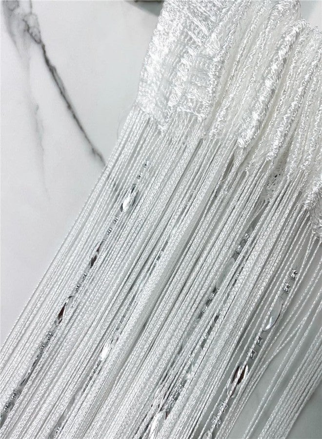 ave split 100cmX200cm Decorative Door String Curtain Beads Wall Panel Fringe Window Room Divider Blind for Wedding Coffee House Restaurant Parts Door Divider Beads Tassel Screen Decoration (white25) - Image 5