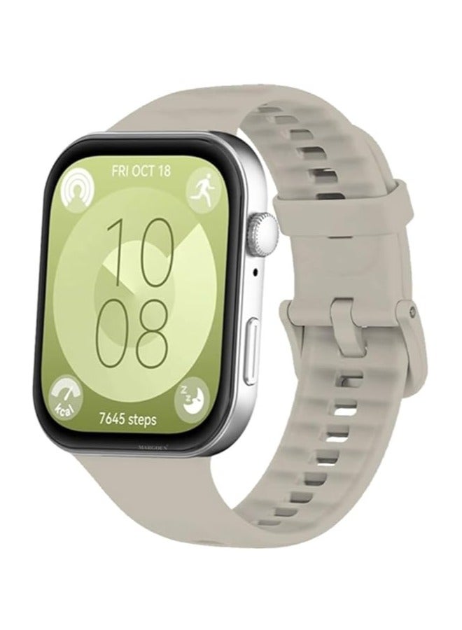 Silicone Strap Compatible with Huawei Watch Fit 3, Adjustable Silicone Sport Watch Band Replacement Wristband for Men Women (Sand)  - Image 1