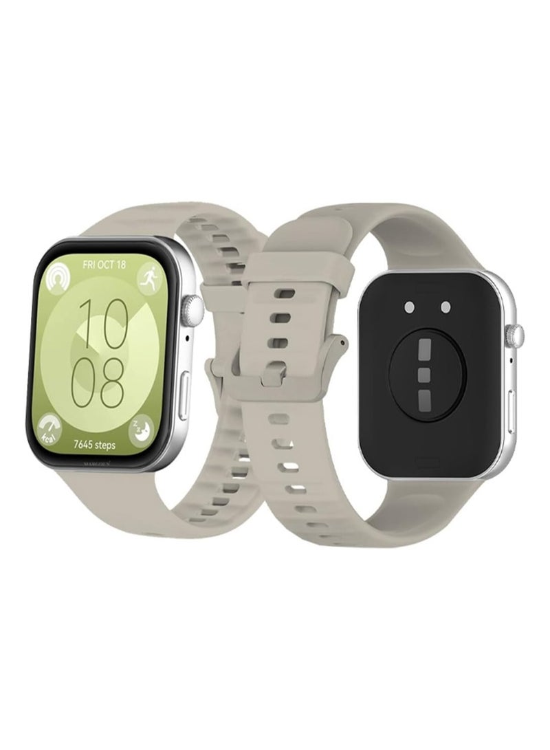 Silicone Strap Compatible with Huawei Watch Fit 3, Adjustable Silicone Sport Watch Band Replacement Wristband for Men Women (Sand)  - Image 2