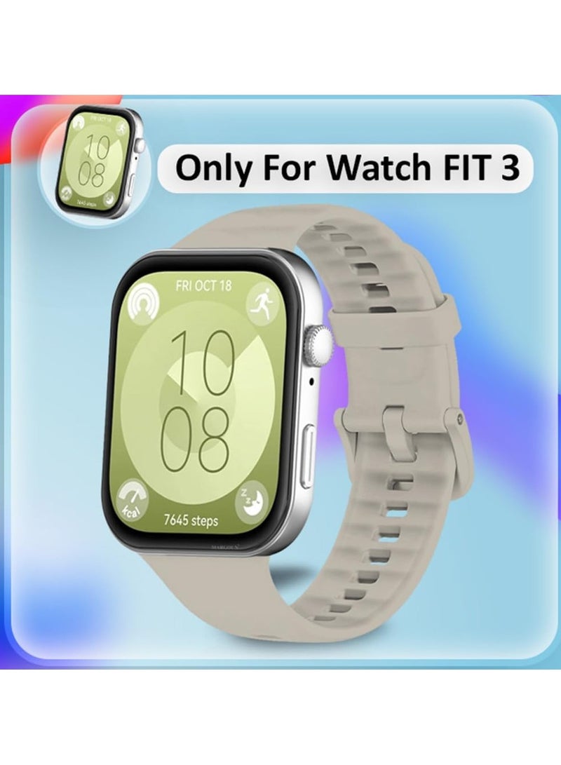 Silicone Strap Compatible with Huawei Watch Fit 3, Adjustable Silicone Sport Watch Band Replacement Wristband for Men Women (Sand)  - Image 3
