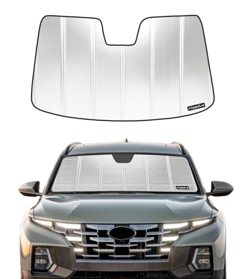 Pigenius Windshield Sun Shade for Hyundai TucsonSanta Cruz 20222024 Reflective Aluminum Film Front Window Sunshade BLAZBLOCK