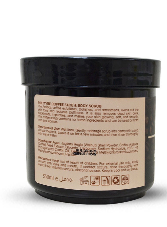 Pretty Be Arabica Coffee Scrub, Exfoliates & Smoothens, For Face And Body - 550ml - Image 2