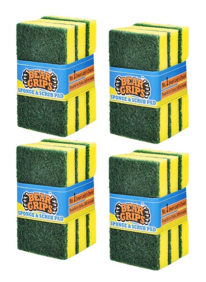 BEAR GRIPS Sponge Scrub pad for Utensils Cleaning in Kitchen Long Lasting Stain Removal Scrubber for Dish wash Liquid - Pack of 12 - Image 1