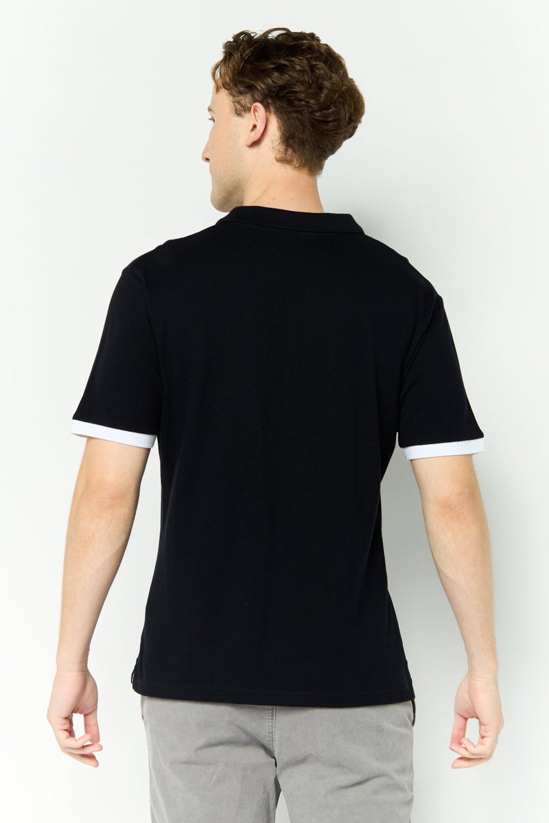 Cavalli Class Men Regular Fit Short Sleeve Embroidered Polo Shirt, Black - Image 4