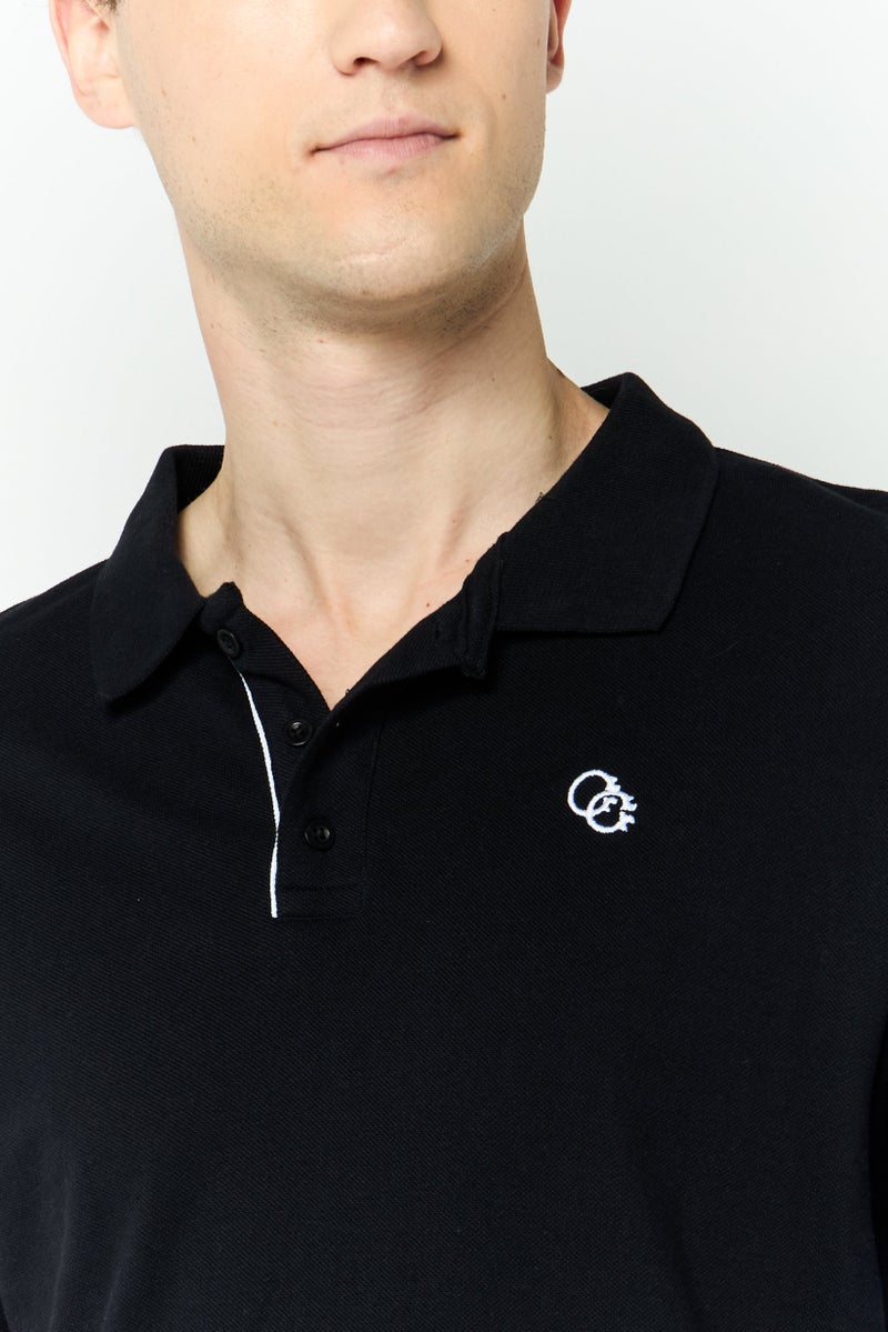 Cavalli Class Men Regular Fit Short Sleeve Embroidered Polo Shirt, Black - Image 3