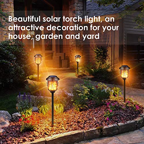 TomCare Solar Outdoor Lights Metal Flickering Flame Torches Waterproof Heavy Duty Pathway Landscape Lighting Dusk to Dawn Auto On/Off for Garden Patio Yard, 4 Pack - Image 5