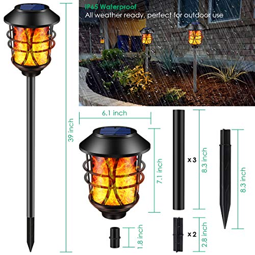 TomCare Solar Outdoor Lights Metal Flickering Flame Torches Waterproof Heavy Duty Pathway Landscape Lighting Dusk to Dawn Auto On/Off for Garden Patio Yard, 4 Pack - Image 3
