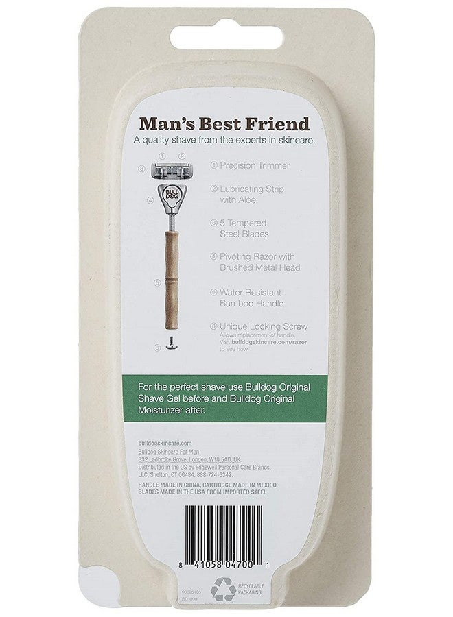 Bulldog Mens Skincare and Grooming Original Bamboo Razors for Men with a Natural Bamboo Razor Handle and 2 Razor Refills - Image 3
