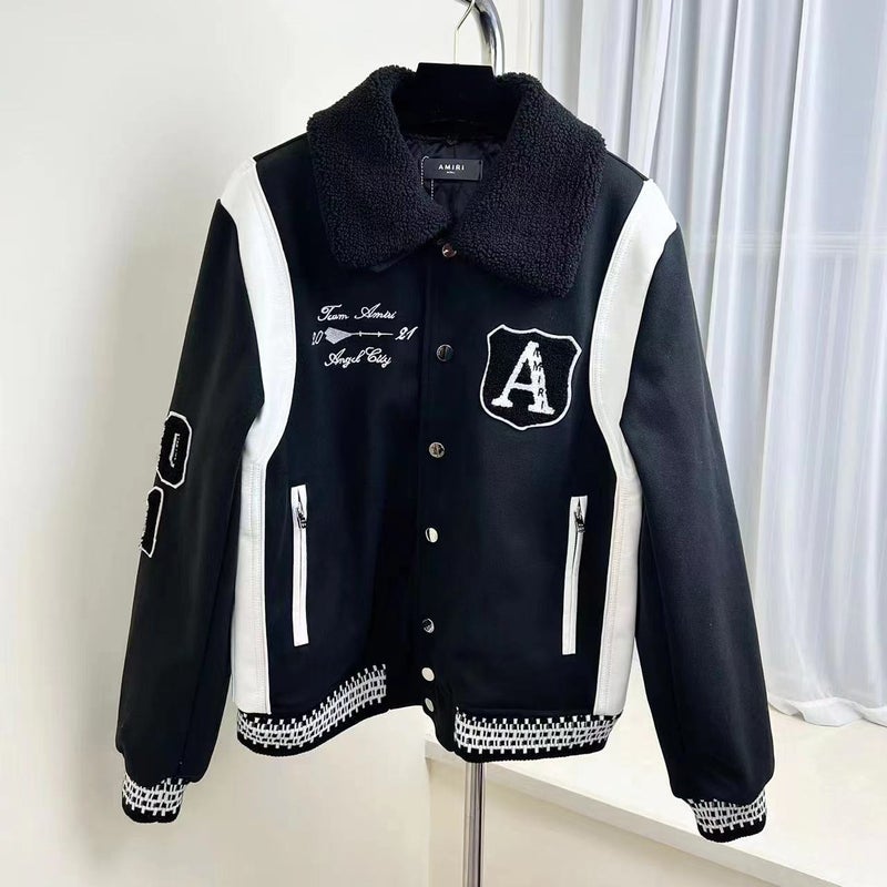 Correct Version】Am1Ri Embroidered Bone Print Pilot Casual Jacket For Men And Women, Winter Baseball Jacket - Image 1