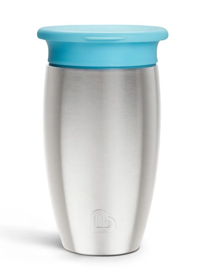 Munchkin Miracle 360 Stainless Steel Insulated Double Walled Toddler Cup, 10 Oz, Keeps Drink Cool For Up To 15 Hours, 12 Months+, Blue