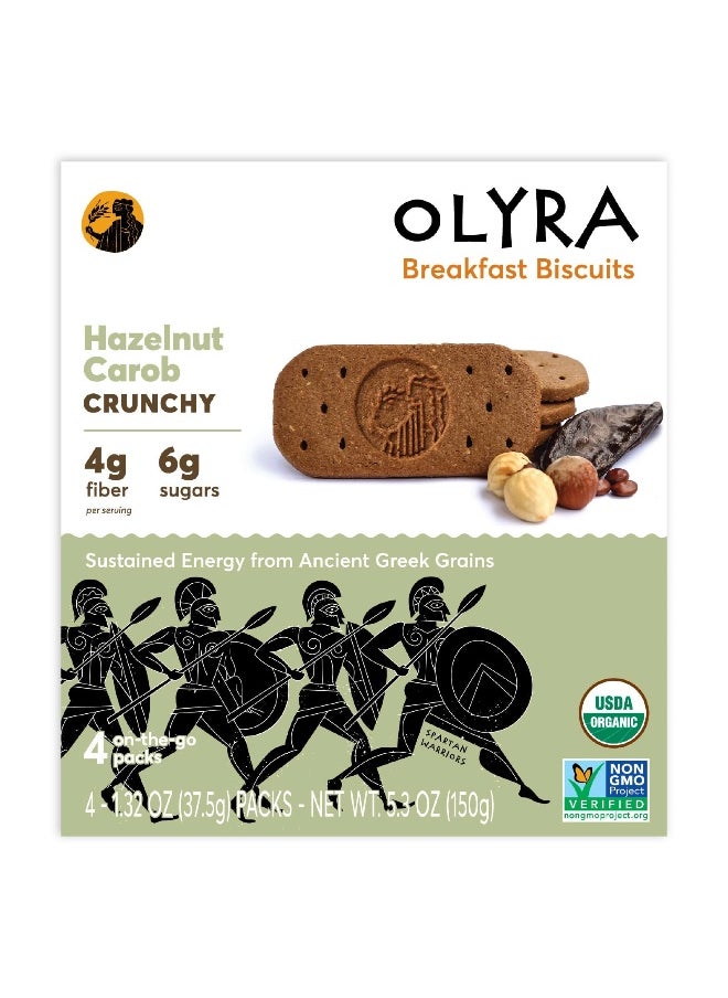 Olyra Olyra, Organic Breakfast Biscuits, Hazelnut Carob, 4 Packs 1.32 oz (37.5 g) Each  - Image 1