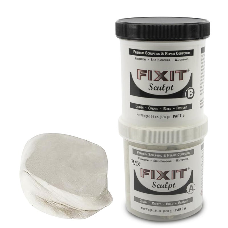 Aves Fixit Sculpt 2 Part Air Hardening Epoxy Modeling Repair Compound A B 3 lbs Durable Self Dry Clay for Sculpting Repairs Waterproof Adhesive Easy to Use Canvas Sand Like Color