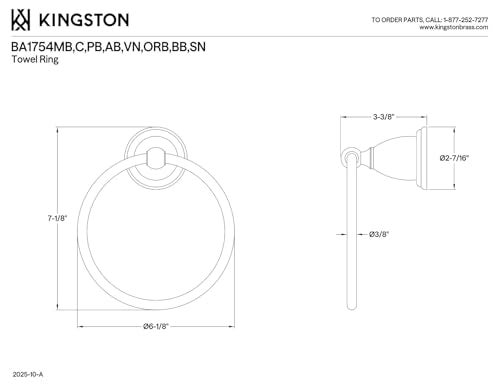 Kingston Brass BA1754SN TowelRing 6 Brushed Nickel - Image 3