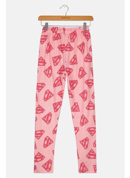SUPERMAN Kids Girl Allover Printed Pajama Pants, Light Pink  - Image 1