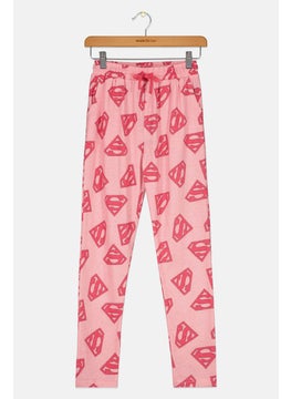 SUPERMAN Kids Girl Allover Printed Pajama Pants, Light Pink  - Image 2