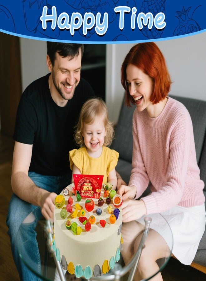 Exasinine 33pcs Miniature Fruits Figures Strawberry Peach Grapes Mini Resin Figures Artificial Fruit for Garden Kitchen Game Party Decor Cake Decoration - Image 4