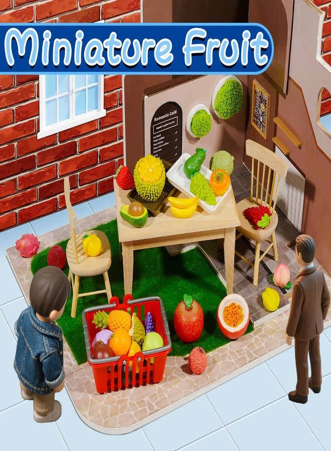 Exasinine 33pcs Miniature Fruits Figures Strawberry Peach Grapes Mini Resin Figures Artificial Fruit for Garden Kitchen Game Party Decor Cake Decoration - Image 5