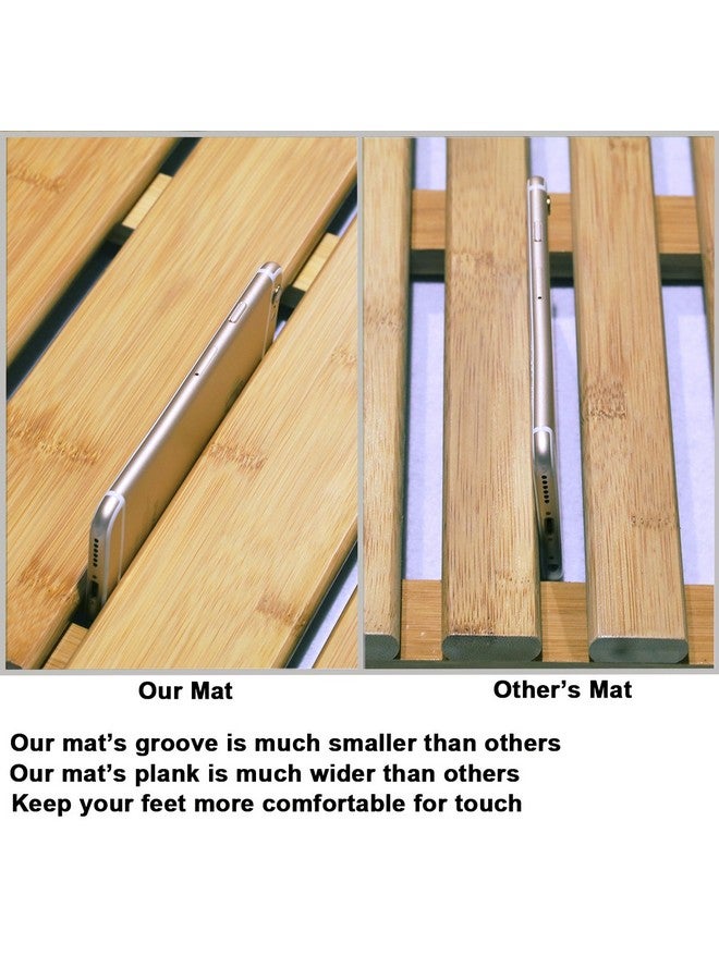 GOBAM GOBAM Bamboo Bath Mat, Extra Large, 31.50 x 18.35 x 1.3 inches - Non-Slip Floor Mat for Bathroom, Spa, Sauna, Kitchen, Indoor & Outdoor Spaces, Shower Mat for Bathroom Decor - Natural  - Image 4