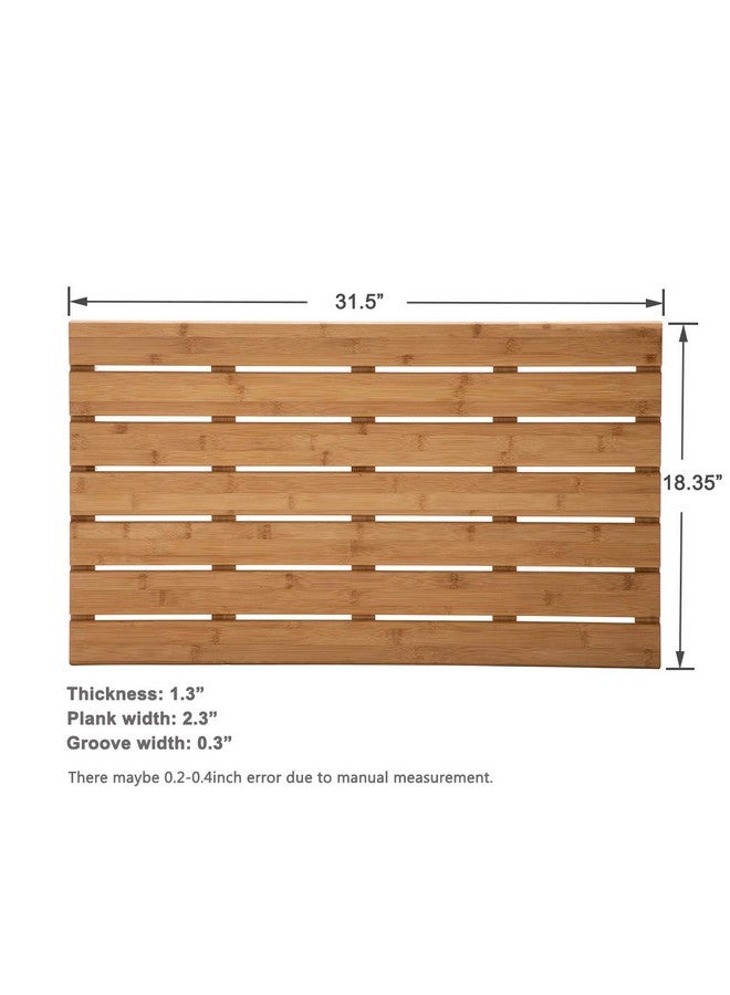 GOBAM GOBAM Bamboo Bath Mat, Extra Large, 31.50 x 18.35 x 1.3 inches - Non-Slip Floor Mat for Bathroom, Spa, Sauna, Kitchen, Indoor & Outdoor Spaces, Shower Mat for Bathroom Decor - Natural  - Image 2