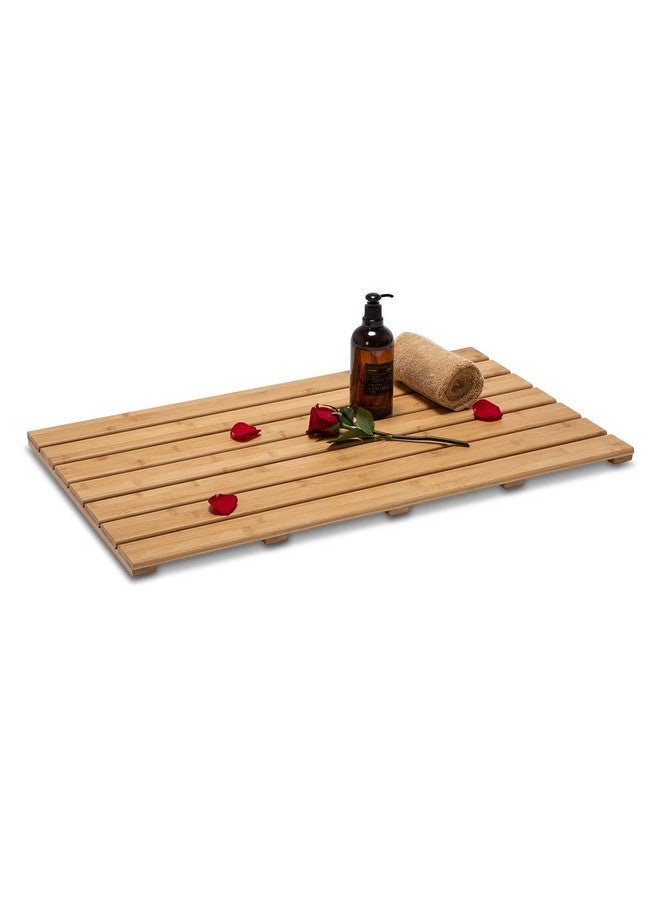 GOBAM GOBAM Bamboo Bath Mat, Extra Large, 31.50 x 18.35 x 1.3 inches - Non-Slip Floor Mat for Bathroom, Spa, Sauna, Kitchen, Indoor & Outdoor Spaces, Shower Mat for Bathroom Decor - Natural  - Image 1