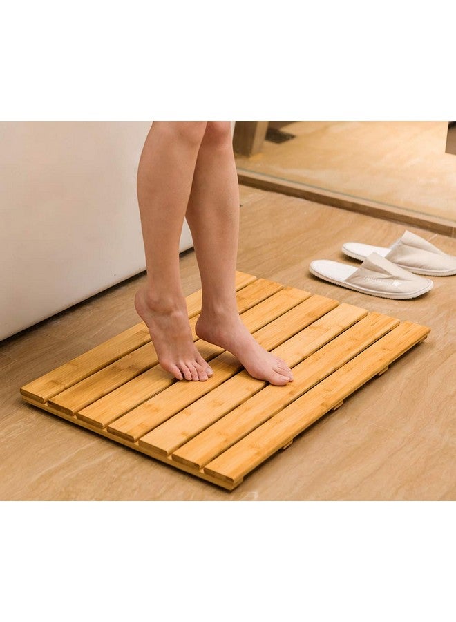 GOBAM GOBAM Bamboo Bath Mat, Extra Large, 31.50 x 18.35 x 1.3 inches - Non-Slip Floor Mat for Bathroom, Spa, Sauna, Kitchen, Indoor & Outdoor Spaces, Shower Mat for Bathroom Decor - Natural  - Image 5