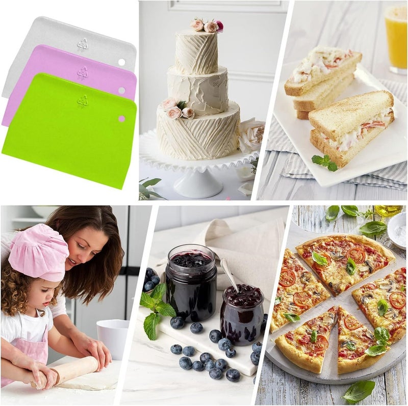 HZYH 3-Pack Non-Slip Plastic Dough Scrapers for Baking, Cooking & Dessert  Making - Image 5