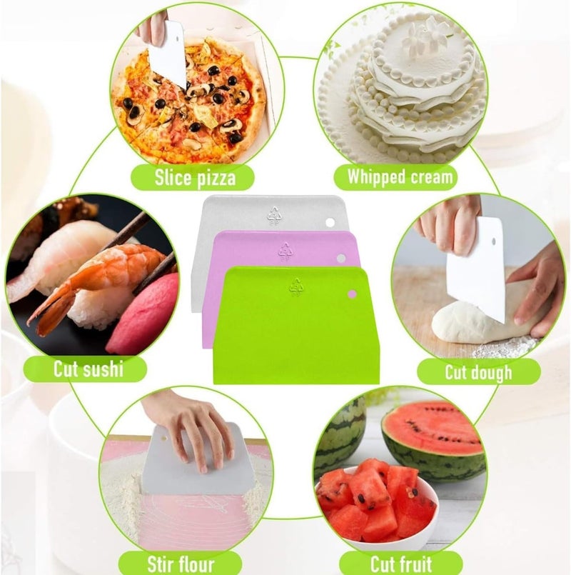 HZYH 3-Pack Non-Slip Plastic Dough Scrapers for Baking, Cooking & Dessert  Making - Image 4