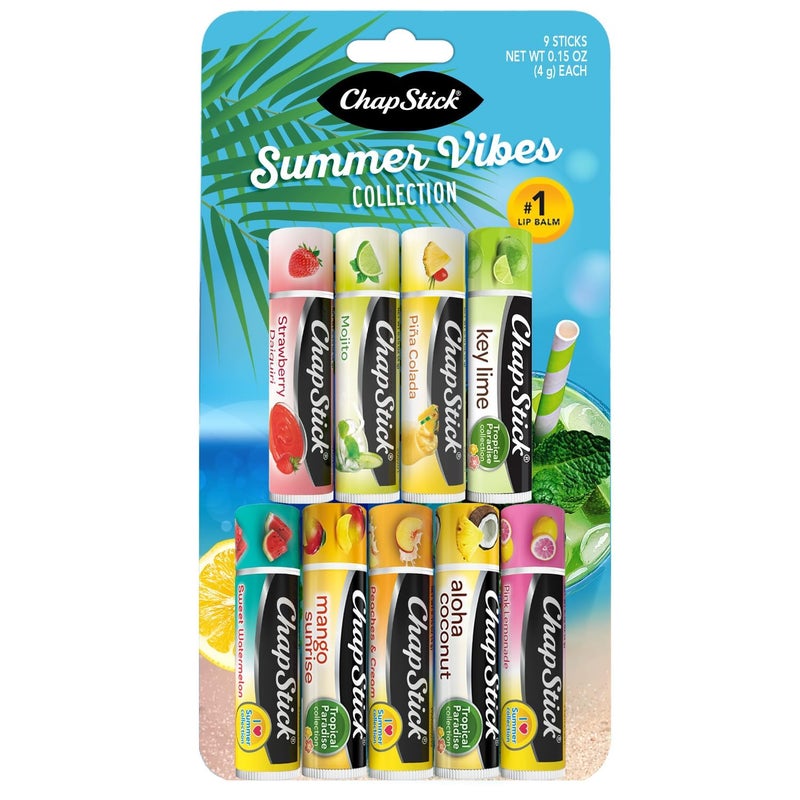 ChapStick Summer Vibes Collection  Tropical Paradise Mocktail and I Love Summer Lip Balm Collections 015 Oz Ea 9 Piece Set