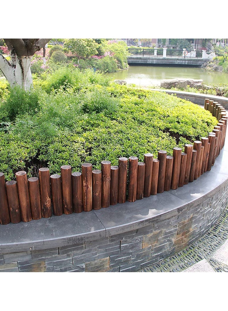 LINGWEI Wooden Garden Edging Border Wooden Picket Fence Brown 90x6x25cm - Image 3