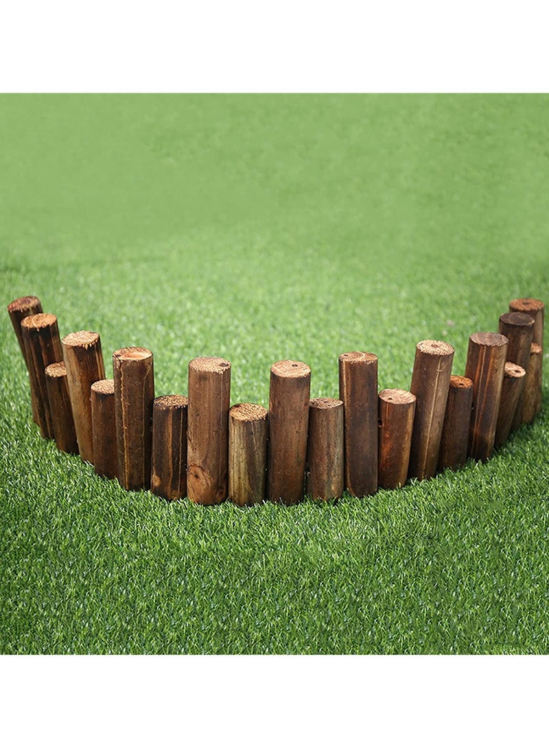 LINGWEI Wooden Garden Edging Border Wooden Picket Fence Brown 90x6x25cm - Image 4