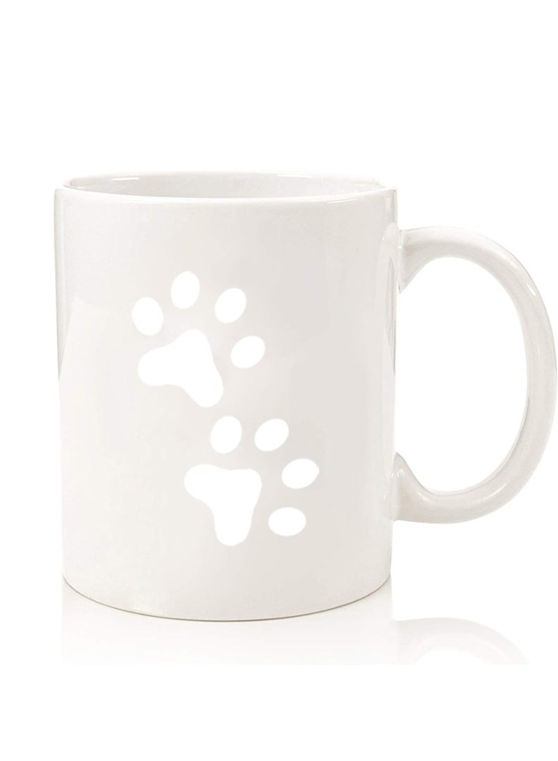 Theodor Premium Quality Two Sided Printed Coffee Mug Tea Cup For Home Office, Kids Men Women Paw - White - Image 1