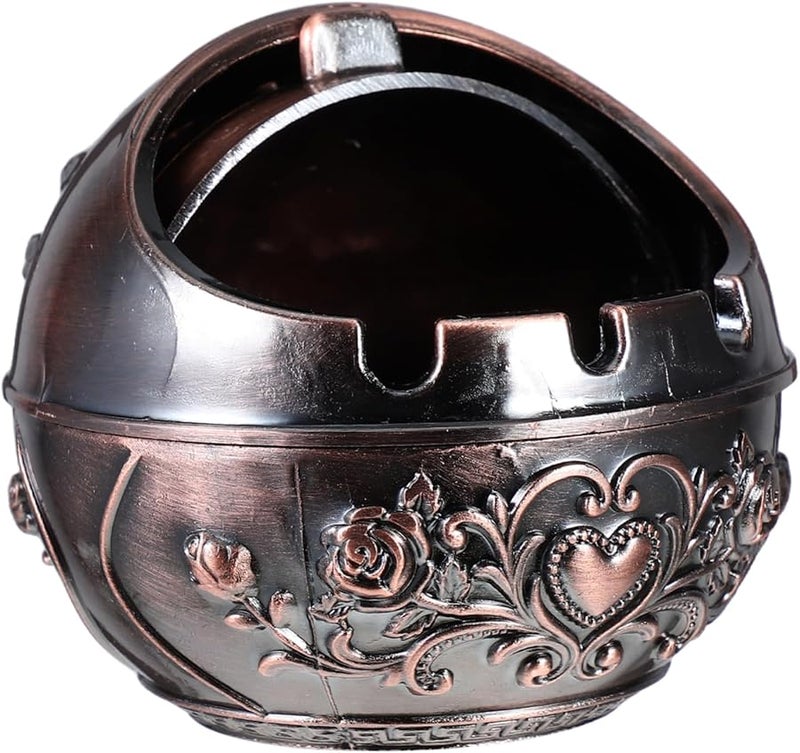 منفضة سجائر محمولة من الفولاذ المقاوم للصدأ مع غطاء لتزيين المنزل والشرفة وغرفة المعيشة - Image 2