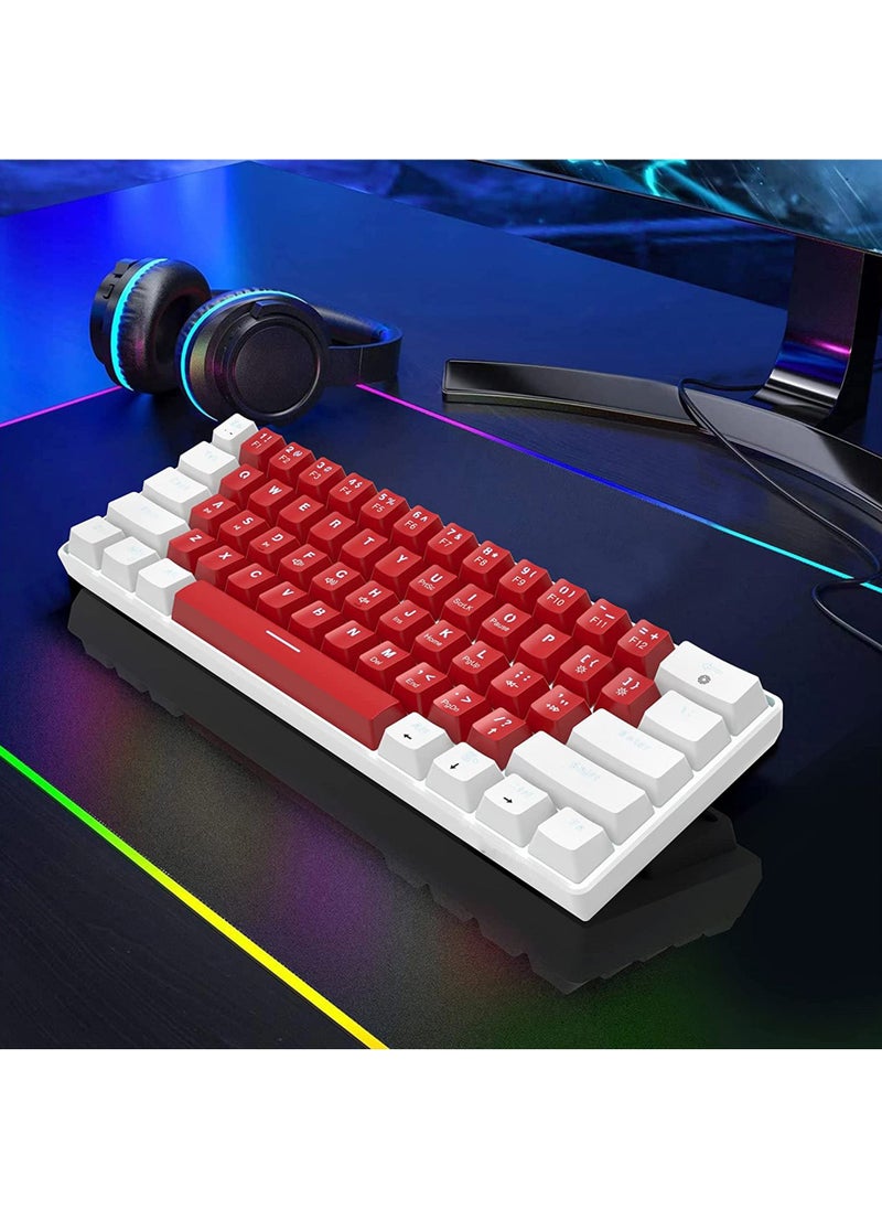 Rock Pow 60% Wired Mechanical Gaming Keyboard, LED Backlit 61 Keys Small Wired Office Keyboard for Windows Laptop PC Mac Blue Swithes  - Image 5