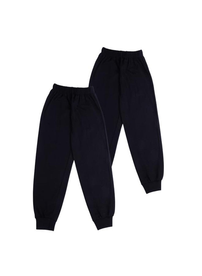 Sakuya Cotton Pants for Kids| 0-12 Months | Black | Pack of 2 | Superior-Grade Cotton Pajama Bottoms with Elastic Waistband, Lightweight & Breathable Fabric for Play, Sleep, Everyday Wear for Kids - Image 1
