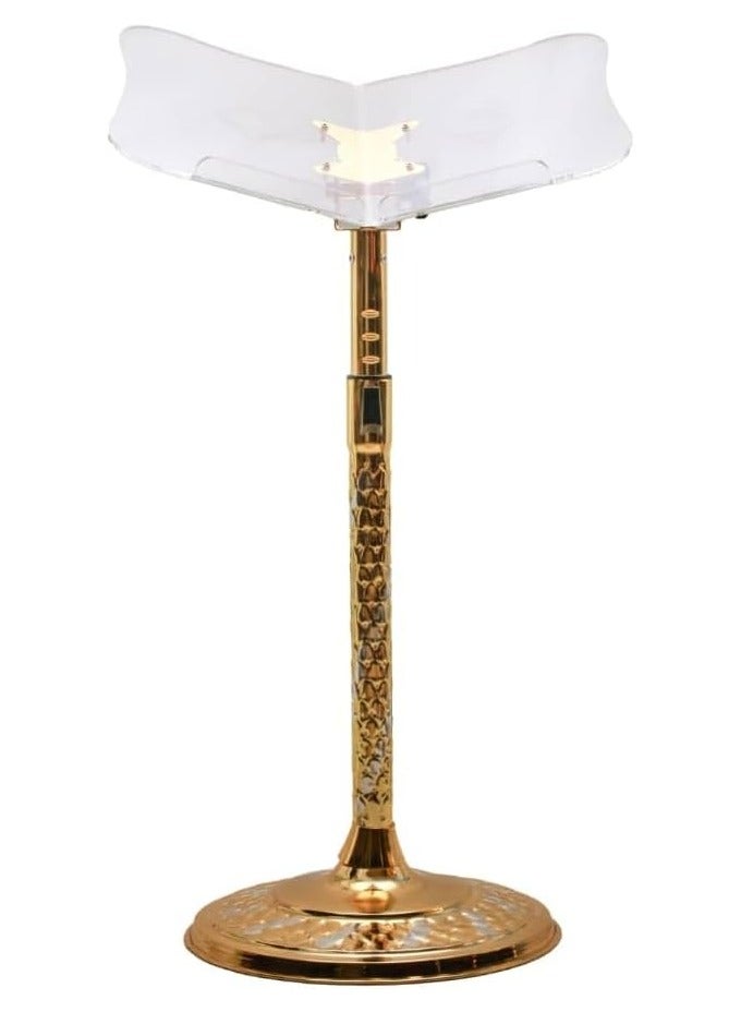 REBENUO Acrylic metal Quran holder with transparent head Golden - Image 1