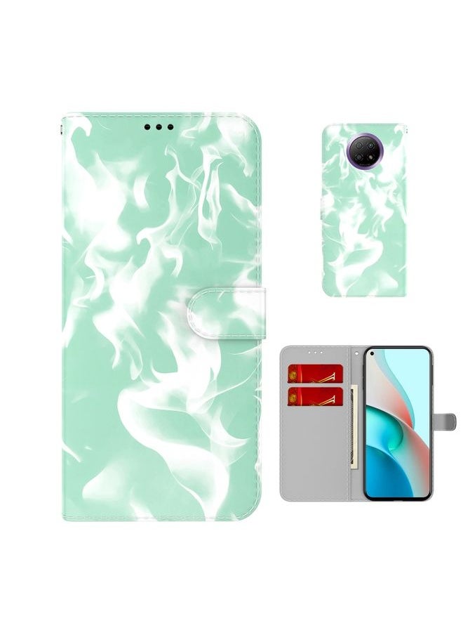 HuHa Case Cover For Xiaomi Redmi Note 9T / Note 9 5G  CN Version Cloud Fog Pattern Horizontal Flip Leather Case with Holder & Card Slot & Wallet Mint Green 