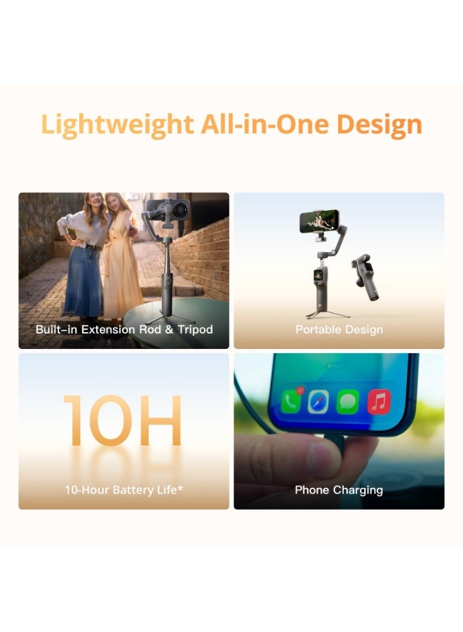 دي جي آي جهاز التثبيت Osmo Mobile 8P لأجهزة iPhone وAndroid، مع جهاز تحكم عن بُعد، وتتبع تلقائي، وقضيب تمديد وحامل ثلاثي القوائم مدمجين، وبطارية تدوم 10 ساعات، وتثبيت قوي ثلاثي المحاور، ودوران أفقي 360 درجة، وجهاز تثبيت للهاتف - Image 5
