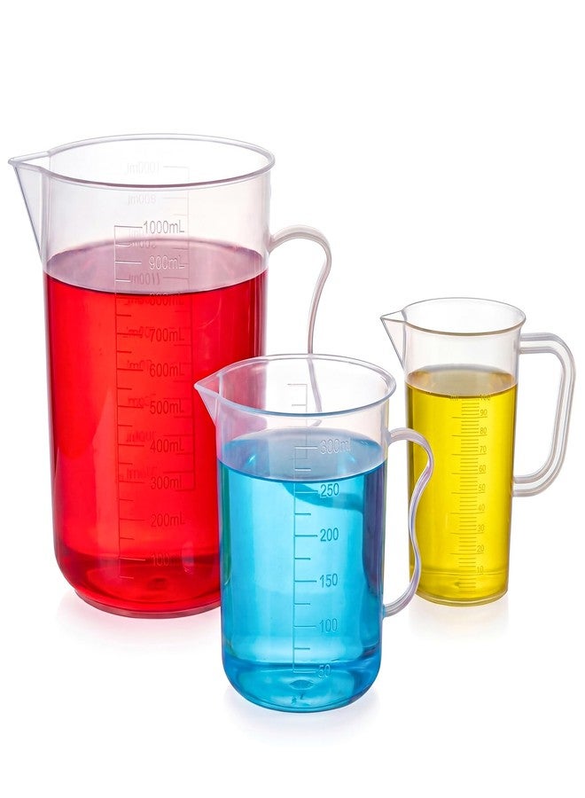 ASEVAT 3-Piece Liquid Measuring Cups Set, 100ml 300ml 1000ml Clear Plastic Measuring Cup with Spout, BPA Free Nesting Measuring Tools for Kitchen Cooking & Baking - Image 1