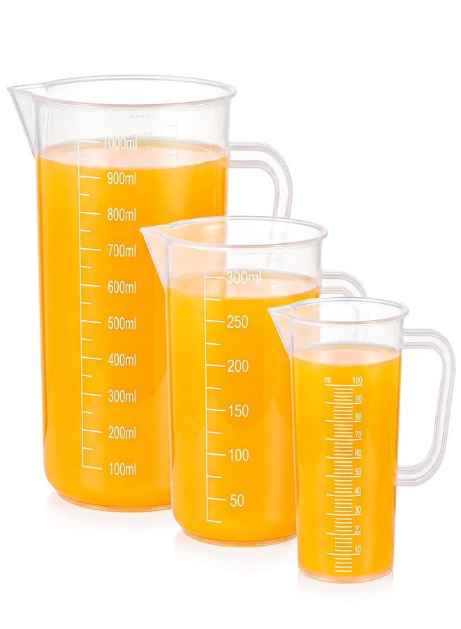 ASEVAT 3-Piece Liquid Measuring Cups Set, 100ml 300ml 1000ml Clear Plastic Measuring Cup with Spout, BPA Free Nesting Measuring Tools for Kitchen Cooking & Baking - Image 2
