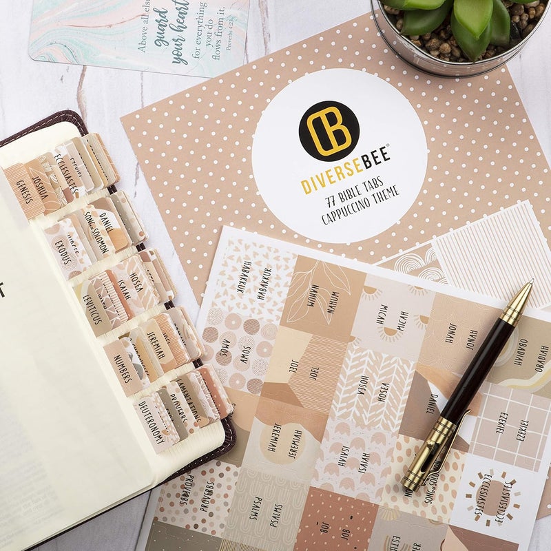DIVERSEBEE Laminated Bible Tabs (Large Print, Easy to Read), Bible Journaling Supplies, Bible Book Tabs, Christian Gift, 66 Bible Tabs Old and New Testament, Includes 11 Blank Tabs - Cappuccino Theme - Image 5