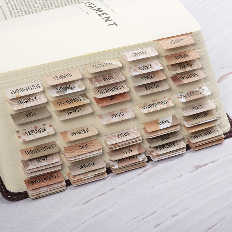 DIVERSEBEE Laminated Bible Tabs (Large Print, Easy to Read), Bible Journaling Supplies, Bible Book Tabs, Christian Gift, 66 Bible Tabs Old and New Testament, Includes 11 Blank Tabs - Cappuccino Theme - Image 1