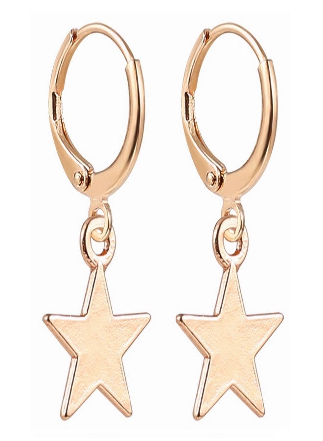 LitTown Smiley Face Earrings Huggie Hoop Y2K Preppy Happy Lightning Bolt Heart Star Small Dangle Colorful Gold White Red Pink Yellow Blue Jewelry - Image 1