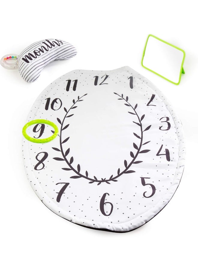 Sassy حصيرة اللعب ساسي لوقت البطن مع مرآة كبيرة، مبطنة، وسادة دعم قابلة للعكس، وحلقة للتسنين، العمر 0+ - Image 1