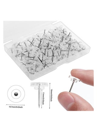 (100 Pieces) Round Clear Push Pins for Cork Board, Transparent Round Shaped Thumb Tacks Plastic Decorative Push Pins for Posters, Office, Photo Maps, School, Classroom Supplies - view 2