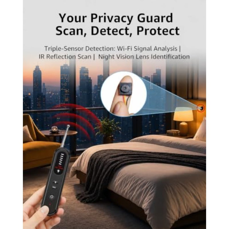 Hidden Camera Detector, 1-6.5GHz RF Signal Scanner, GPS Tracker Finder, 3-in-1 Anti Spy Wireless Bug Sweeper with Magnetic Detection and Optical Lens Finder for Hotel, Car, Office, Travel - Image 4
