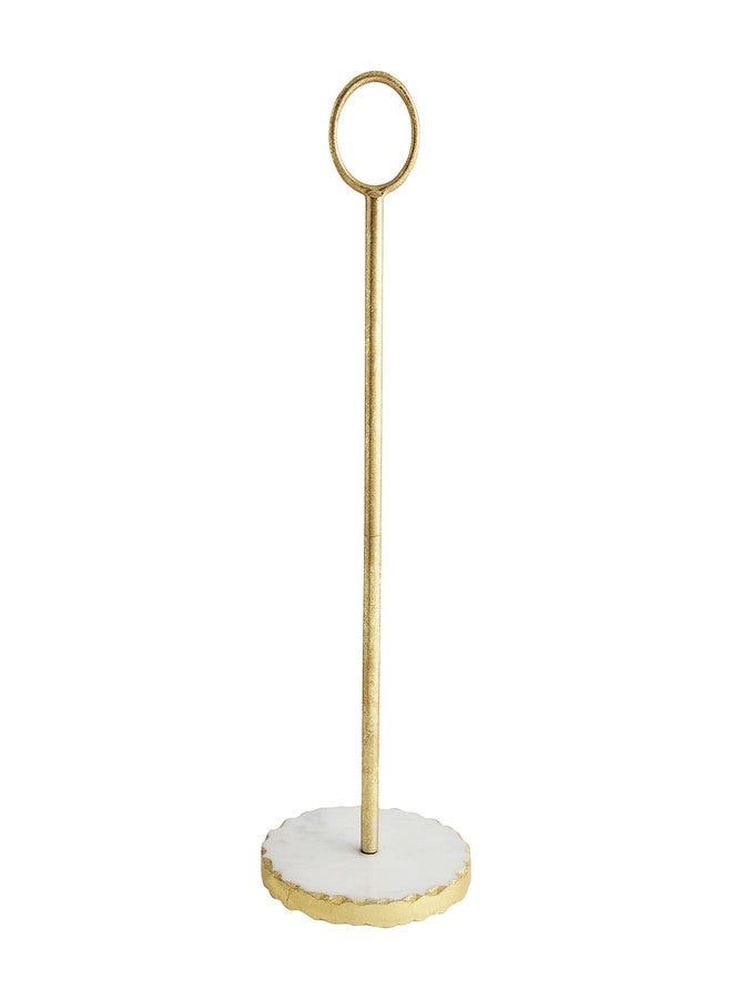 Mud Pie Gold Edge Marble Paper Towel Holder, White, 16" x 6" Dia - Image 1