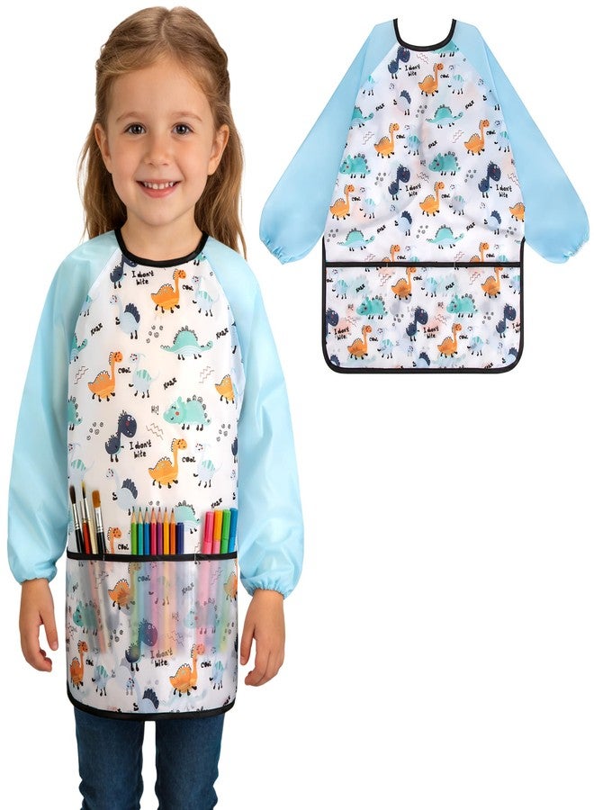 Milifox Smocks for Kids, 1 Pack Kids Painting Apron, Waterproof Children Art Smock Long Sleeve with 3 Pockets for Painting, Art, Crafts, Cooking, Activity (Light Blue) - Image 1